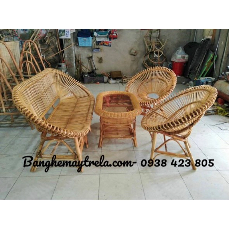 Bộ bàn ghế sen tròn mây tự nhiên 466184