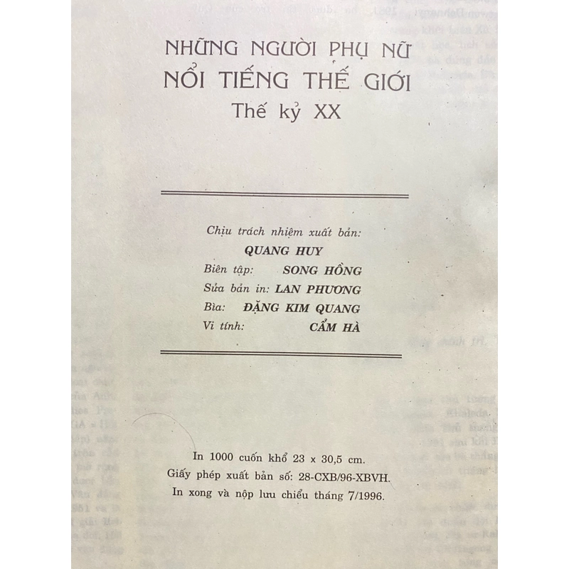 Những Người Phụ Nữ Nổi Tiếng Thế Kỷ 20 - xb1996 (bìa cứng) 385152