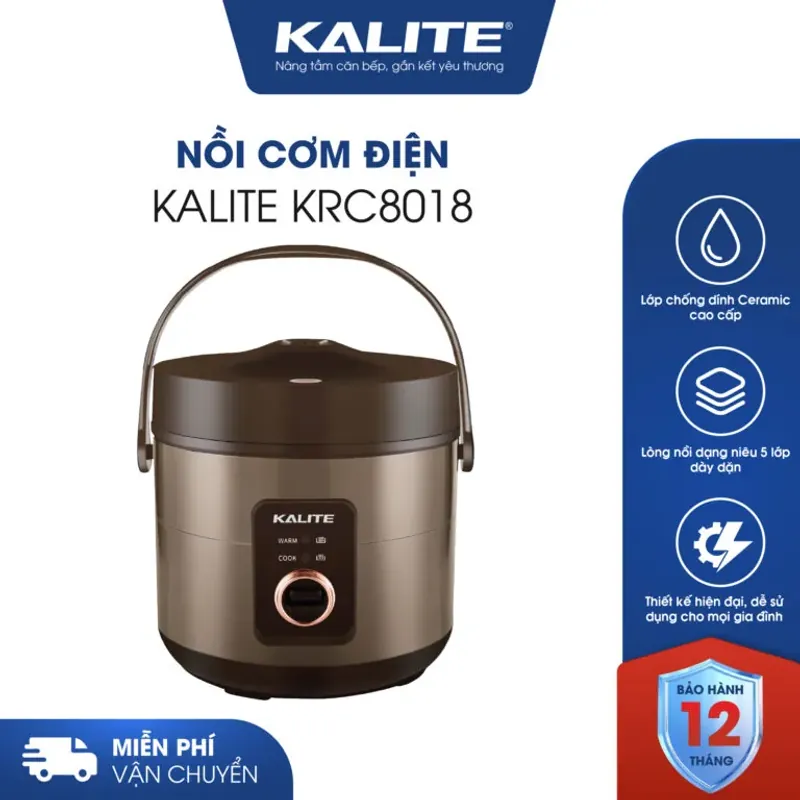 Nồi cơm điện thông minh KALITE KRC8018 – Giữ ấm lâu, nấu chín đều từng hạt 584285