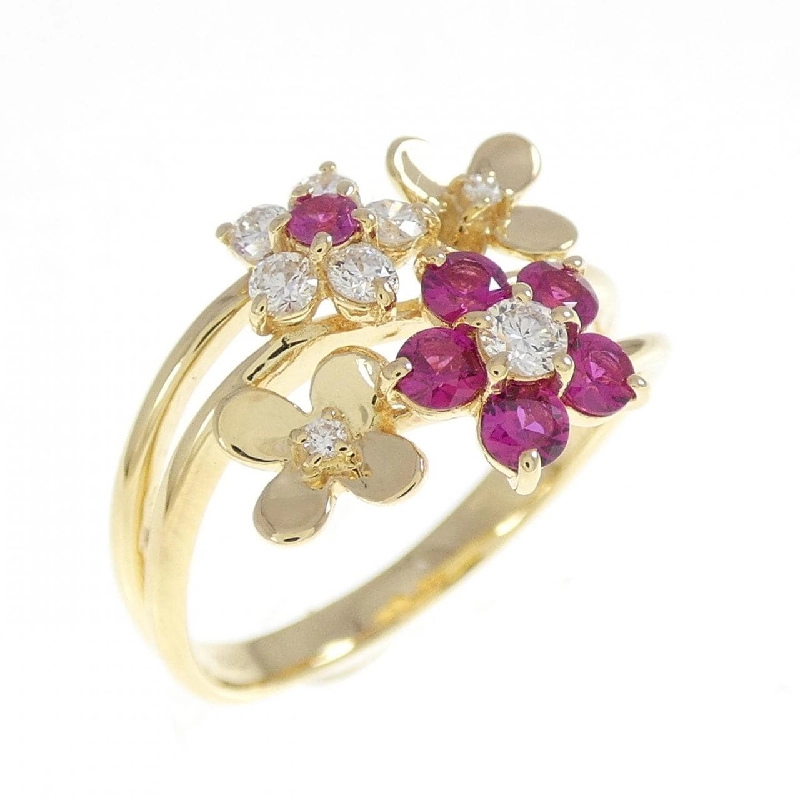 Nhẫn ruby K18YG hoa 0.40CT 667476