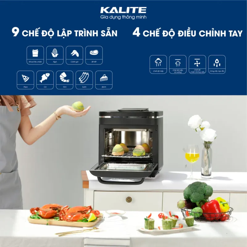 Nồi chiên hơi nước KALITE STEAM X 15 lít đa năng hấp nướng chiên 932226