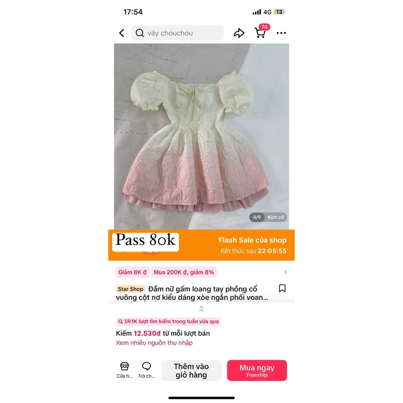 Đầm nữa loang tay bồng cổ vuông 521442