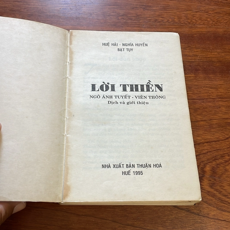 II Tựa sách: Lời Thiền - Ngô Ánh Tuyết, Viên Thông - 1995 502434
