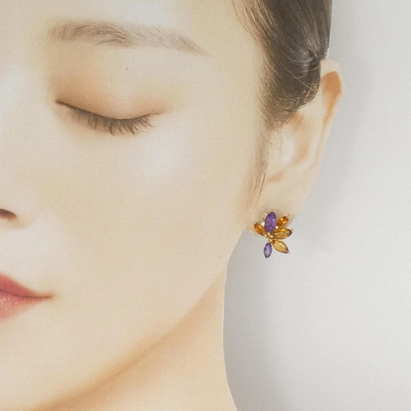 K18YG Đá màu Bông tai - Hàng hiệu Chính hãng 864715