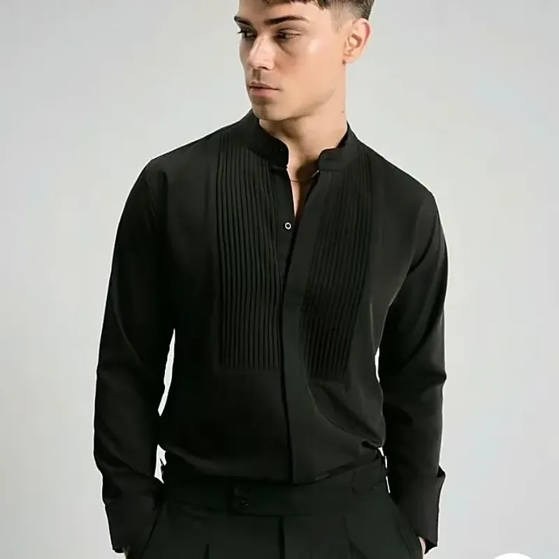 Áo sơ mi cổ tàu nam màu đen size S SomeHow mặc 1 lần 564891