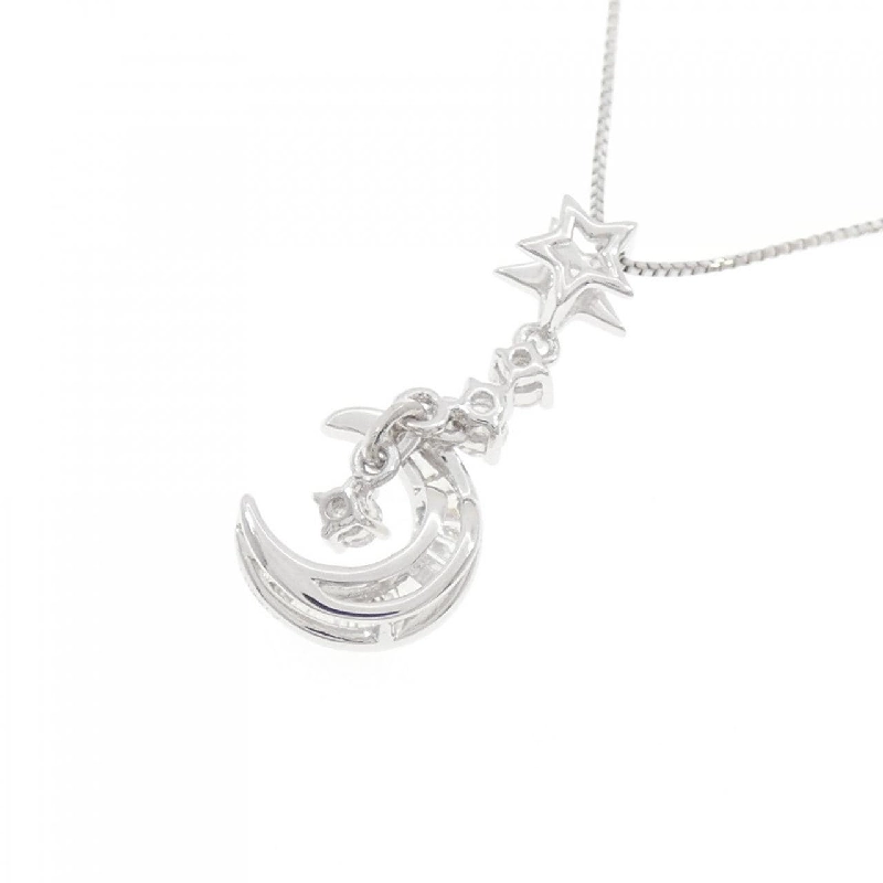 K18WG Mặt trăng × Ngôi sao Dây chuyền kim cương 0.20CT - Hàng hiệu Chính hãng 860846