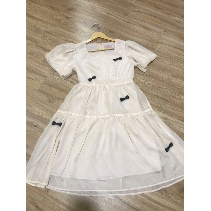 Đầm voan 2 lớp màu be size M 470088