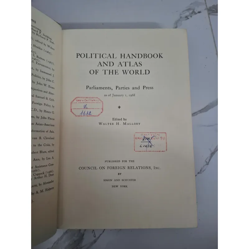 Political Handbook and Atlas of the World 1968 - Walter H. Mallory (Editor) 796864