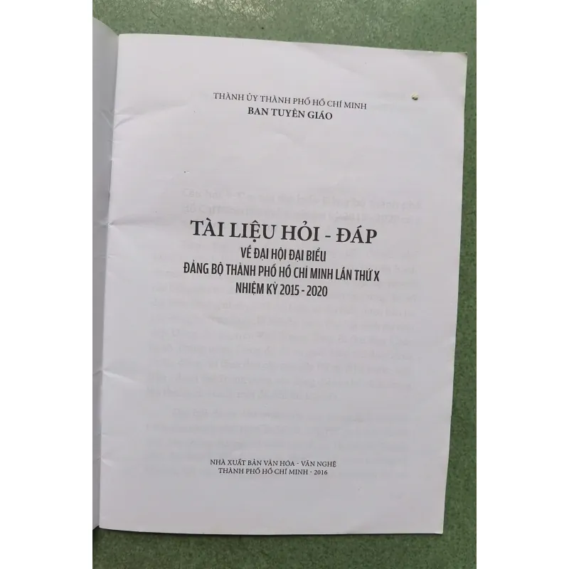[Sách chính trị] Tài liệu hỏi đáp - Đại hội Đại biểu Đảng bộ Tphcm lần thứ X 1021674