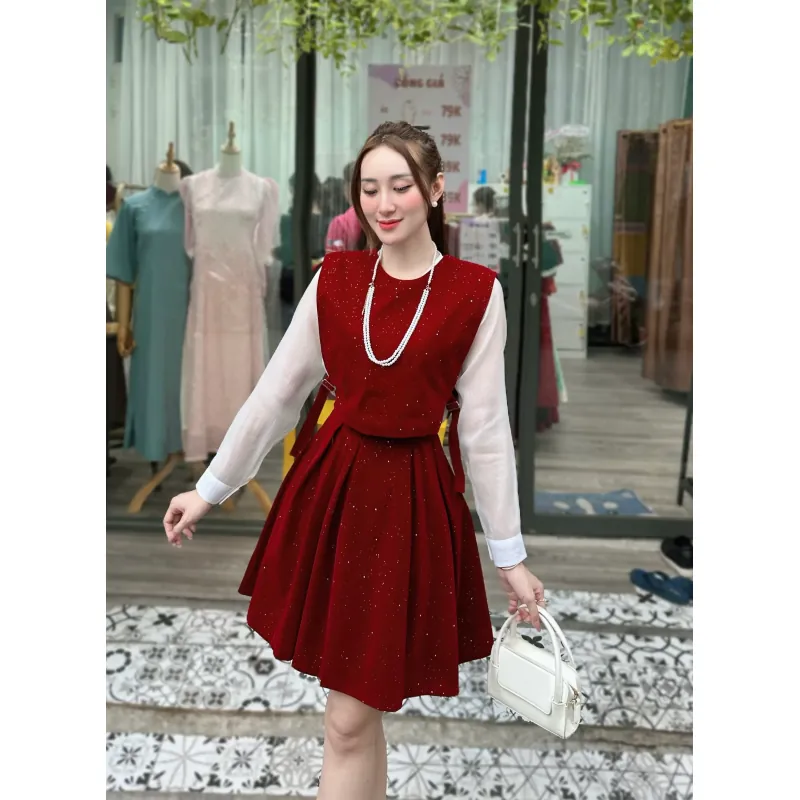set váy 2 món - đỏ, size L 778751