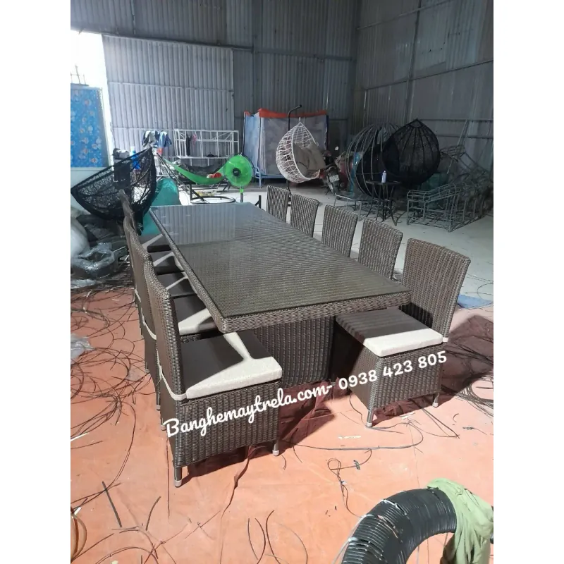 Bàn ghế ăn đan dây nhựa 576699