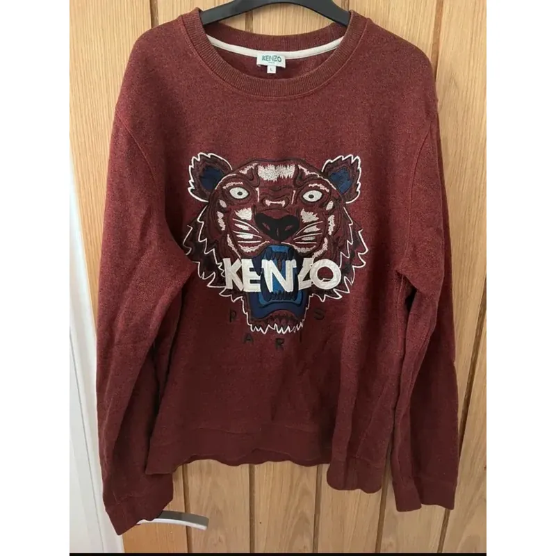 Áo sweatshirt Kenzo thêu đầu hổ màu đỏ đô burgundy 759712
