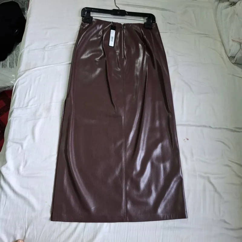 Chân váy da nappa cao cấp,  dài và xẻ bên hông, size L 750528