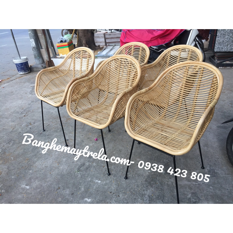 Ghế chân sắt cafe mây tre 443508