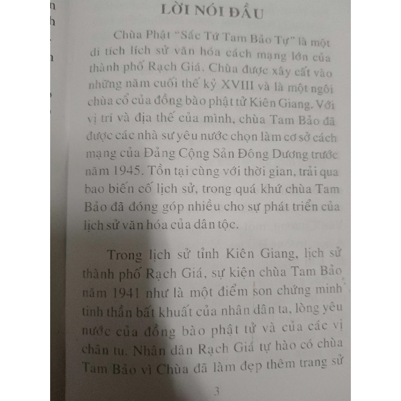 Lịch sử - văn hoá chùa Tam Bảo TP Rạch Giá - 2012 - 168 trang TÂM LINH - TÔN GIÁO - THIỀN ANTQ1301 763013