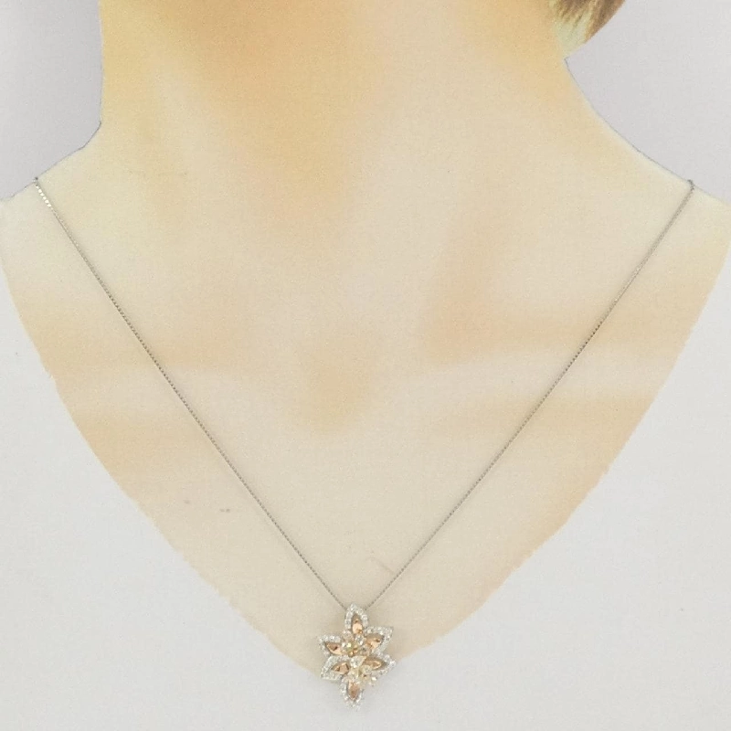 Dây chuyền kim cương hoa PT950/K18PG/PT850 0.85CT - Hàng hiệu Chính hãng 861814