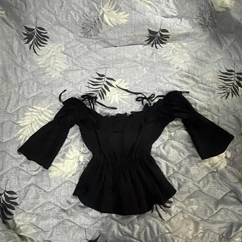 Áo bẹt vai buộc dây dáng peplum 360356