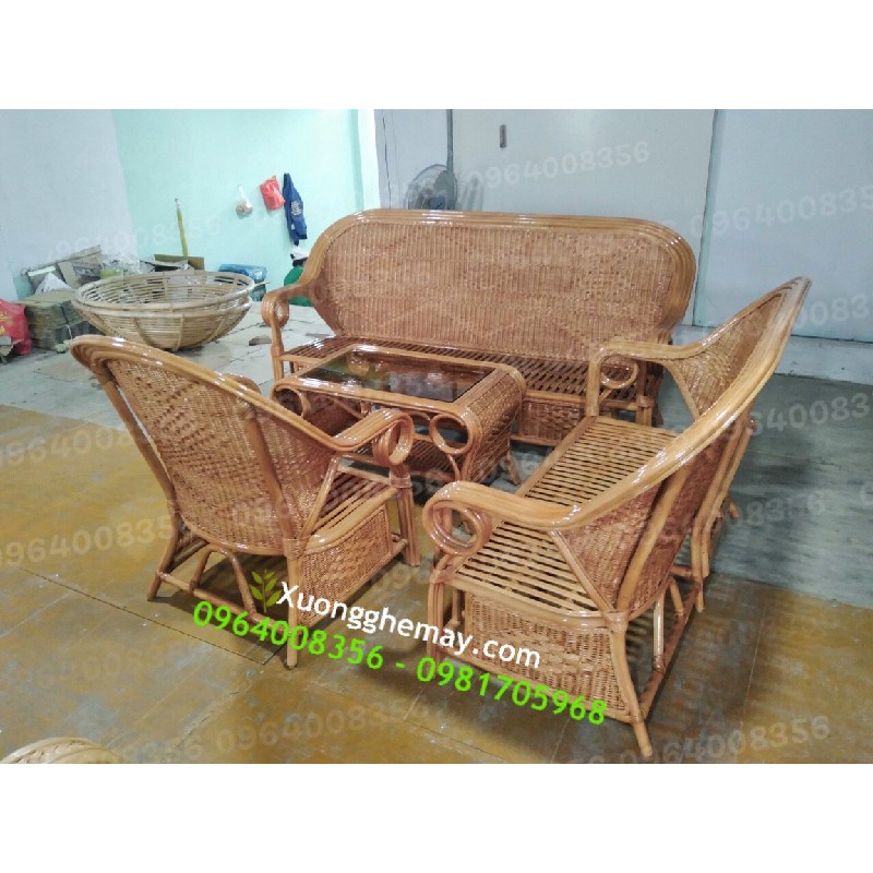 Sofa mây tre đan truyền thống cho phòng khách gia đình 60490