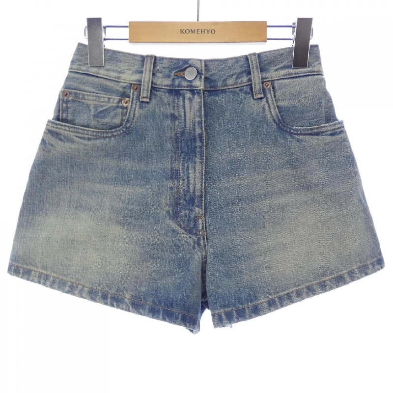 Quần short denim nhuộm trắng PRADA GFP535 SUOO 1703 647935