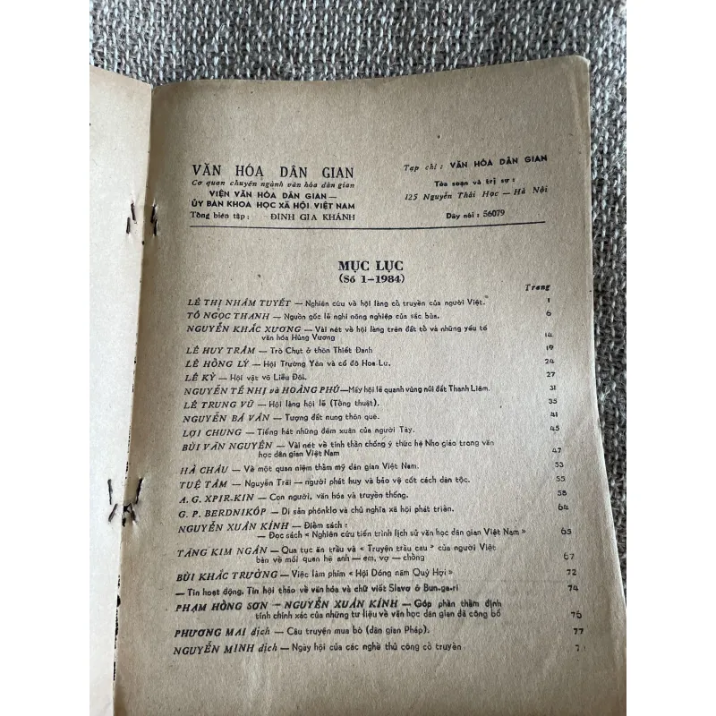 Tạp chí Văn hóa Dân gian số 1.1984- khổ to  1027266