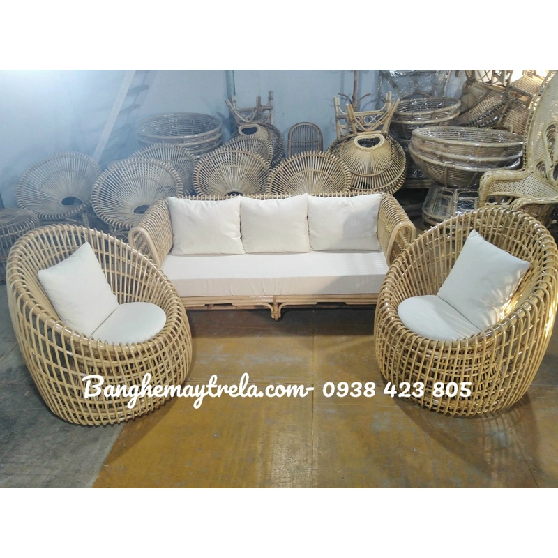 Bàn ghế sofa trứng mây tự nhiên 459646