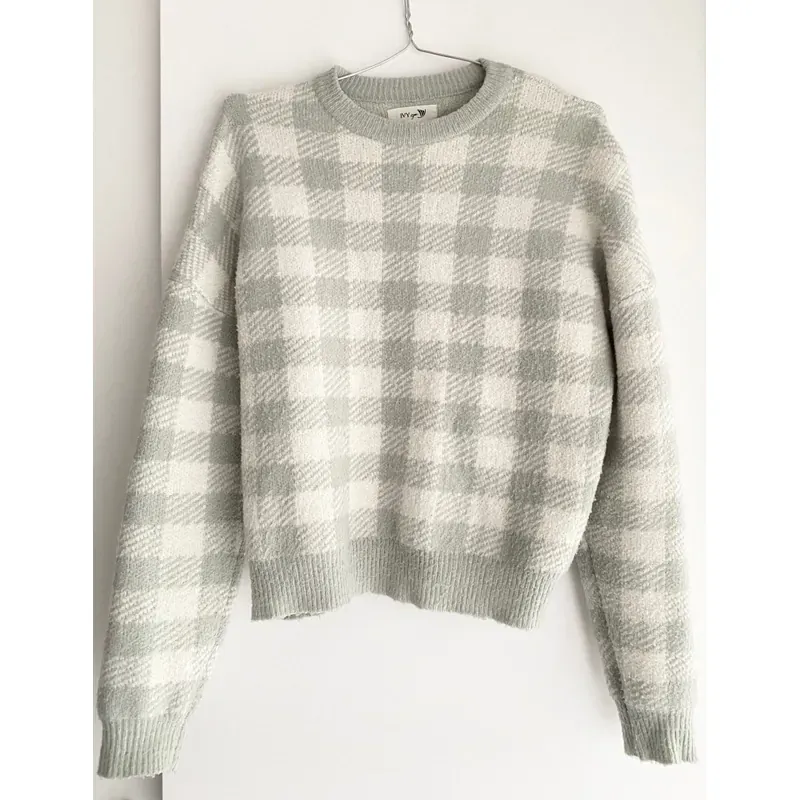 MỚI 98%***ÁO LEN IVY MODA SIZE S* KẺ CARO MÀU XANH NGỌC XANH MẠ BE* TẶNG QUÀ 0Đ FREESHIP 588668