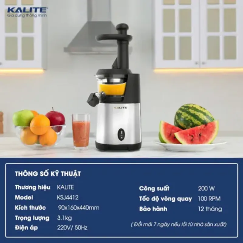 Máy ép chậm Kalite KSJ4412 động cơ đảo chiều ép kiệt bã 572359