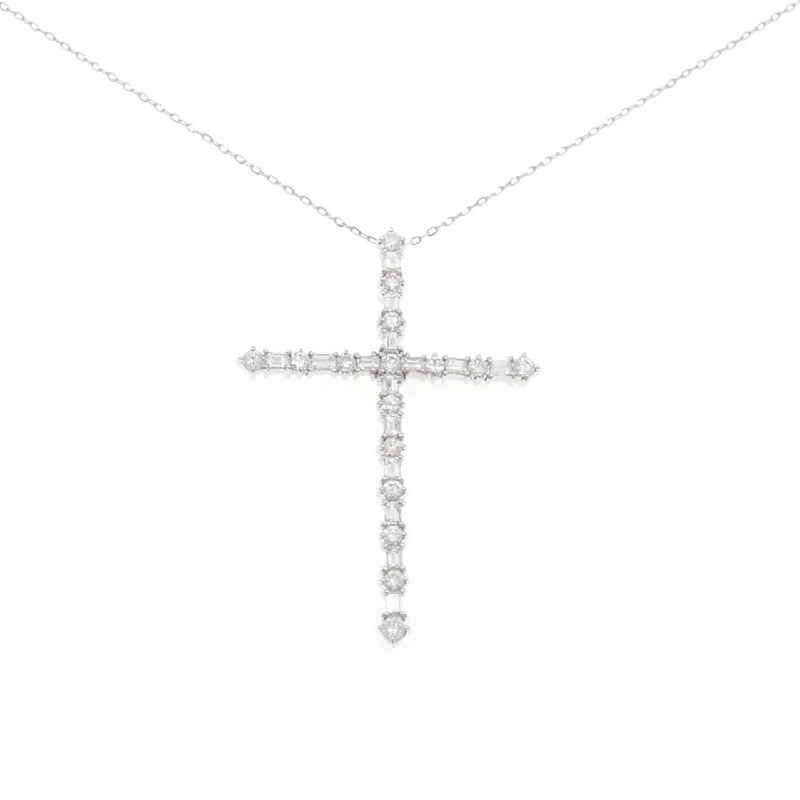 K18WG/PT850 Dây chuyền kim cương chéo 2.54CT - Hàng hiệu Chính hãng 858010