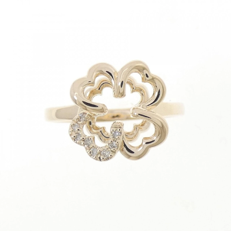 Nhẫn kim cương K10YG hình cỏ ba lá 0.04CT - Hàng hiệu chính hãng 854698