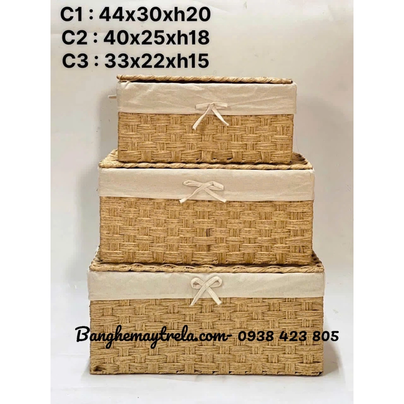 Giỏ đựng đồ chữ nhật mây tre đan 459833