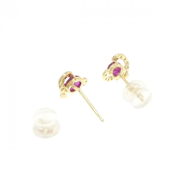 K18YG Bông tai hình trái tim Ruby 0.61CT - Hàng hiệu Chính hãng 871896