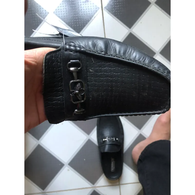 Giày lười nam đế thấp chất liệu da nhân tạo màu đen 714327