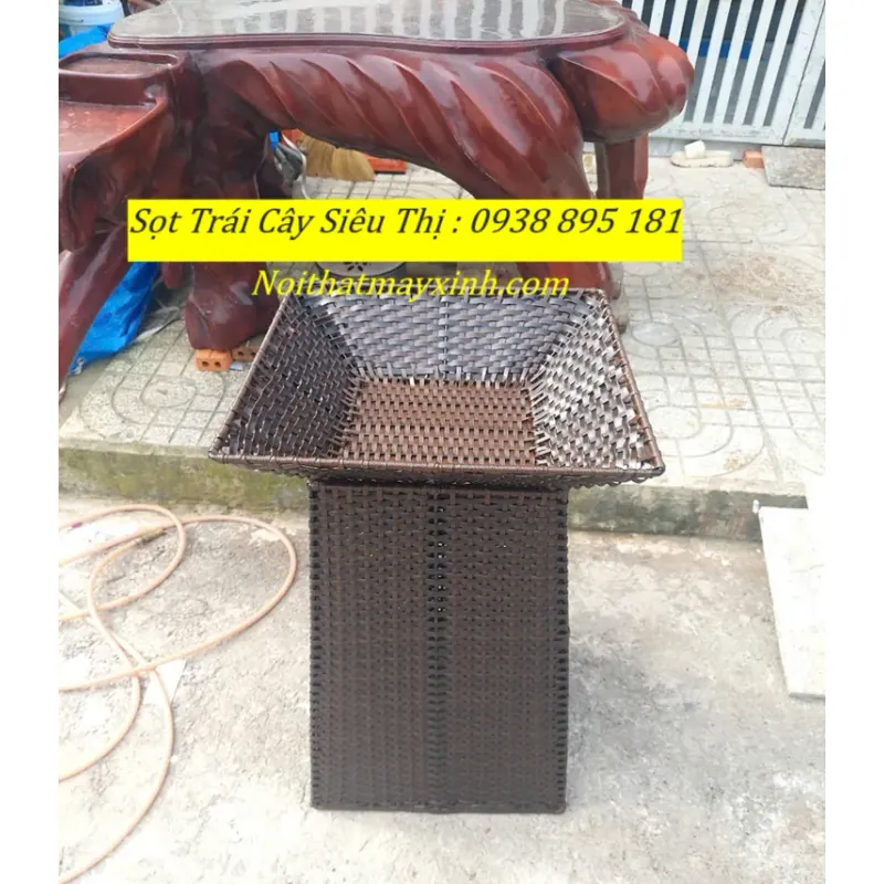 Xưởng sản xuất sọt mây trưng bày trái cây siêu thị màu vàng mây chính hãng 762128