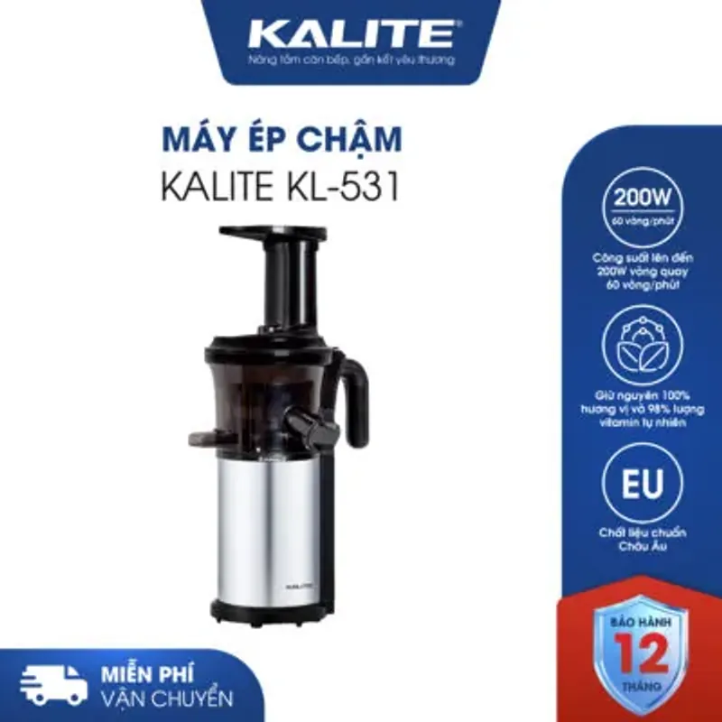 🥤 Máy ép chậm KALITE KL-531 – Nhỏ gọn, êm ái, bền bỉ! ✨💚 717072