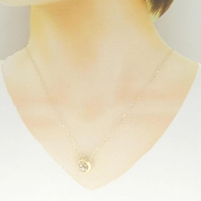 K18YG/PT900 Mặt trăng × Ngôi sao Dây chuyền kim cương 0.20CT - Hàng hiệu Chính hãng 856406
