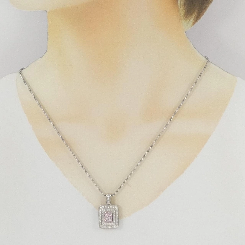 Dây chuyền kim cương hồng PT900/PT850 0.32CT - Hàng hiệu Authentic 858055