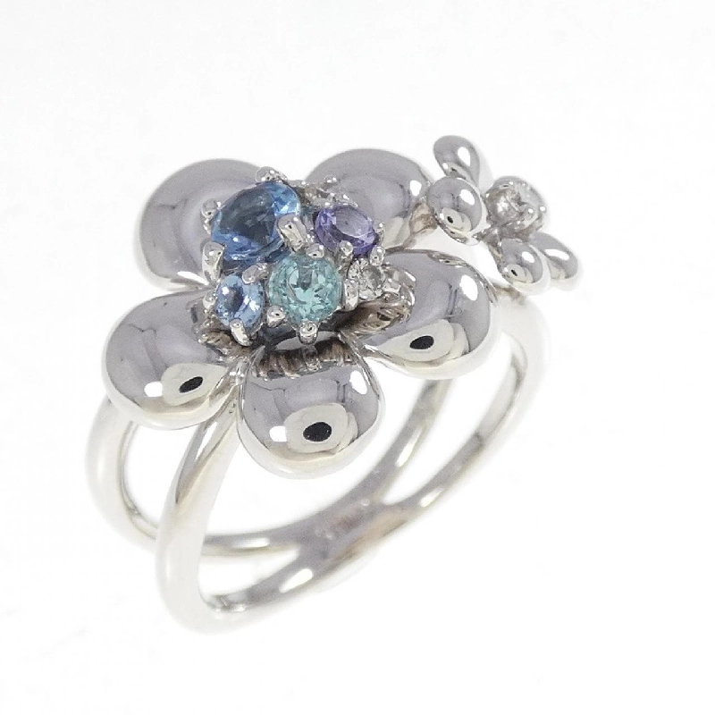 Nhẫn đá màu hoa K18WG - Hàng hiệu Authentic 851811