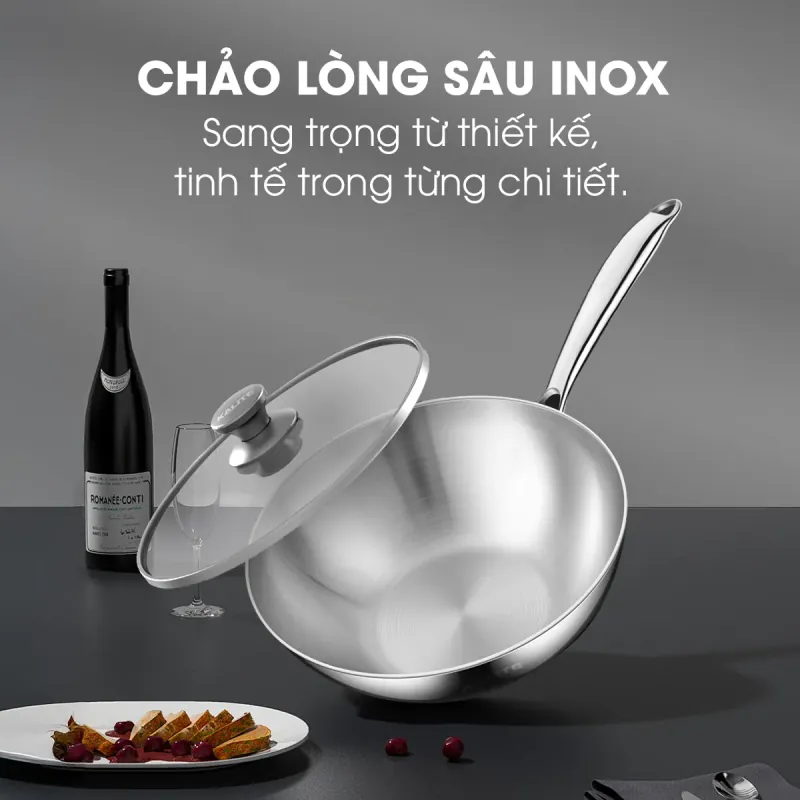 Chảo inox 304 nguyên khối lòng sâu Kalite KWP2601 934023