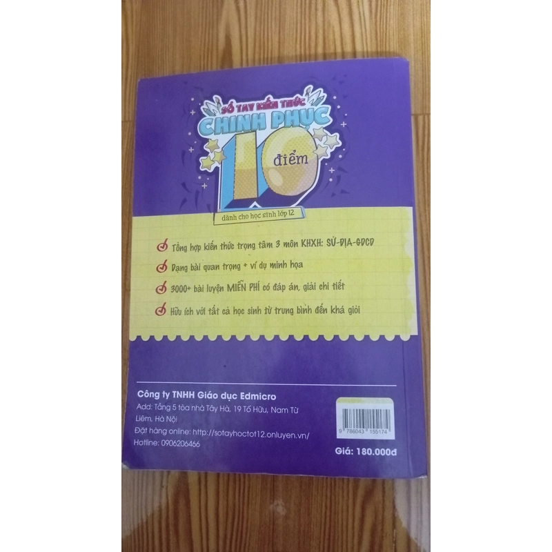 Sổ tay kiến thức chinh phục 10Đ  lớp 12 Các Môn Khoa học tự nhiên như văn sử địa mã QR BT 522805