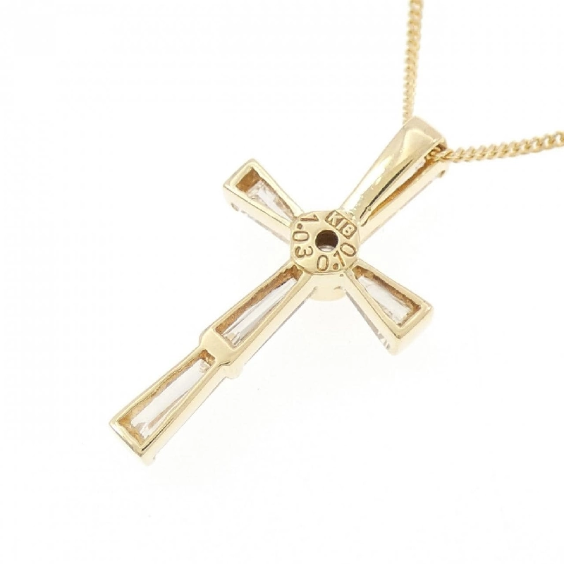 K18YG/750YG Vòng cổ kim cương chéo 0.10CT - Hàng hiệu Chính hãng 856705