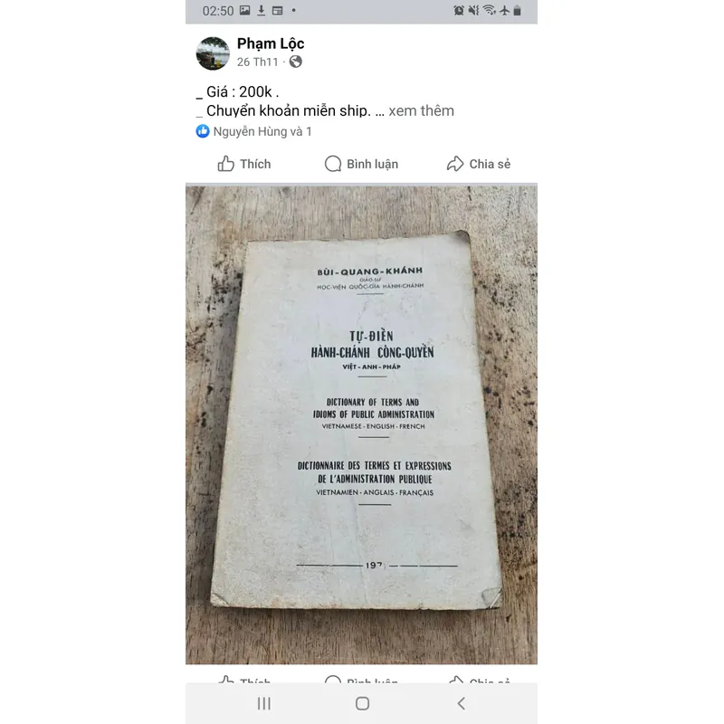 Tự điển Hành Chánh Công Quyền Việt Anh Pháp_GS Bùi Quang Khánh_1971 716974