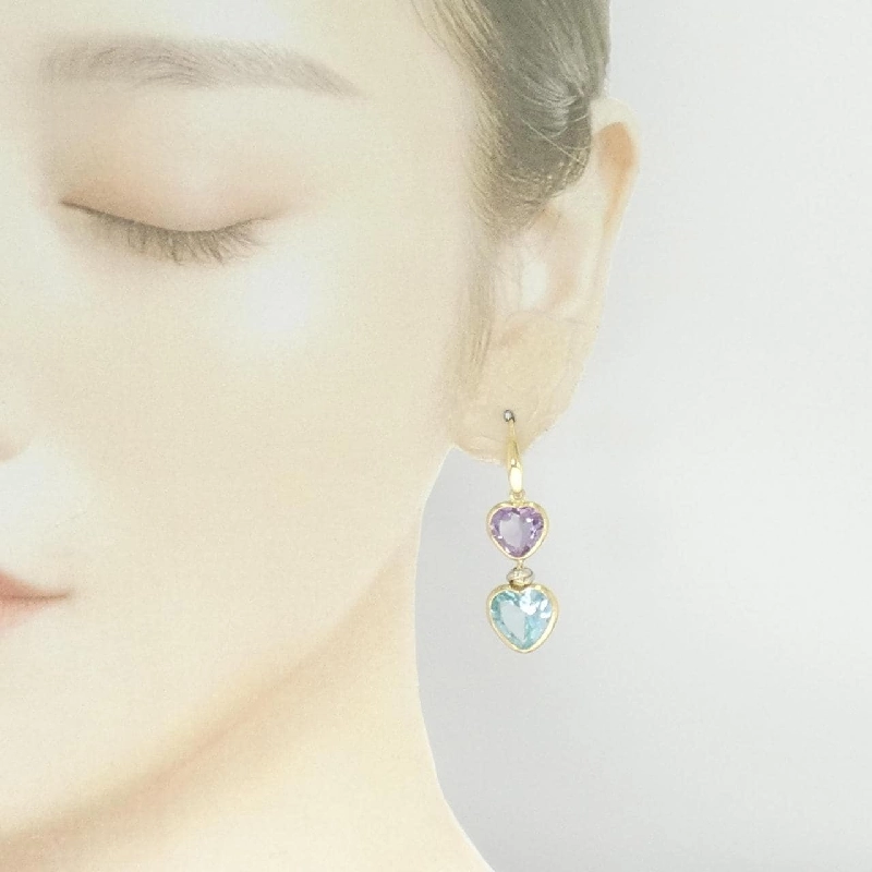 Bông tai Amethyst 750YG hình trái tim - Hàng hiệu Authentic 875499