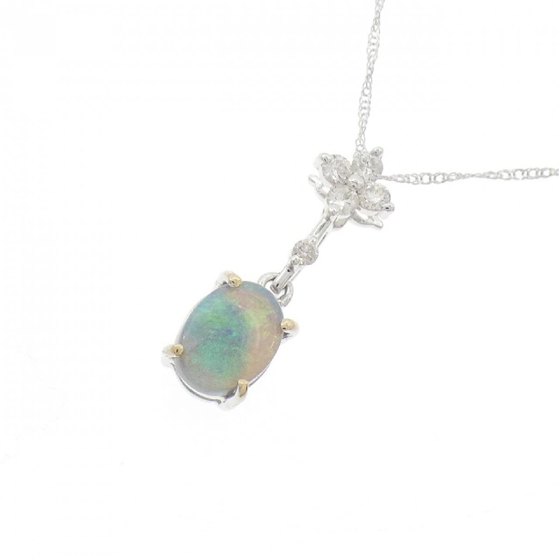 K18WG Mặt dây chuyền opal đen 0.64CT - Hàng hiệu Chính hãng 858077