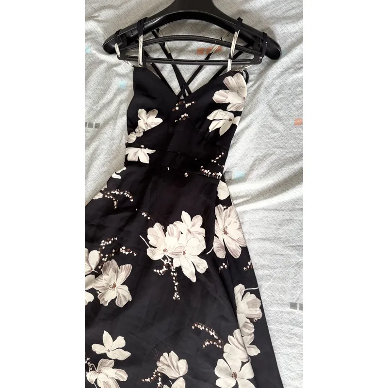 Đầm đi biển dây chéo lưng, chất vải mát 603236