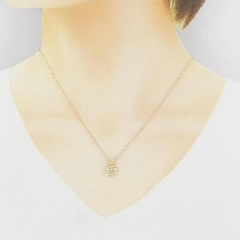 K18YG/750YG Dây chuyền kim cương hình trái tim Pavé 0.30CT - Hàng hiệu Chính hãng 863408