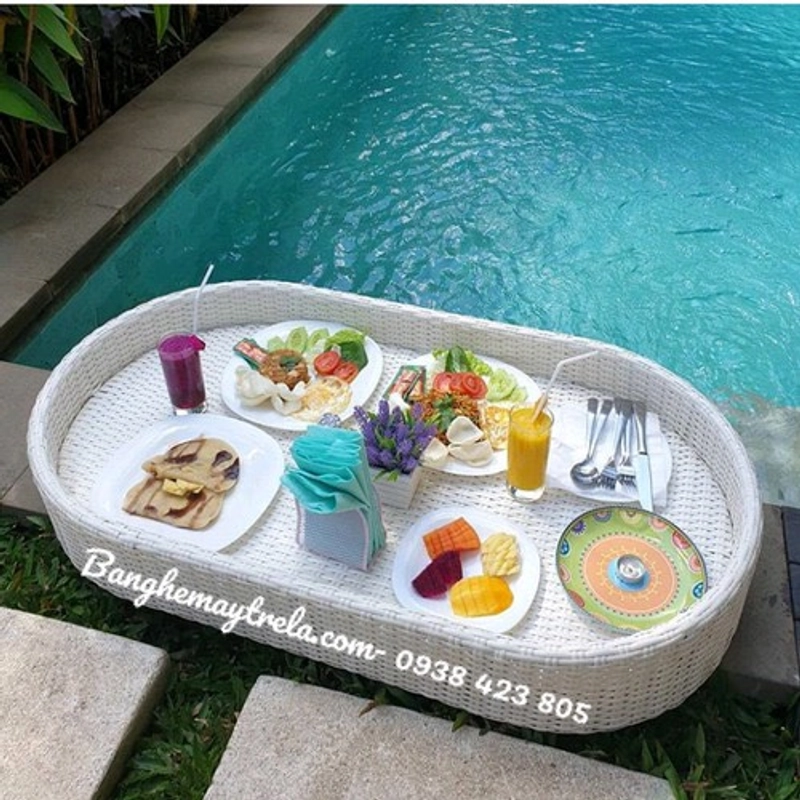 Khay nổi đồ ăn mây nhựa bể bơi 443934