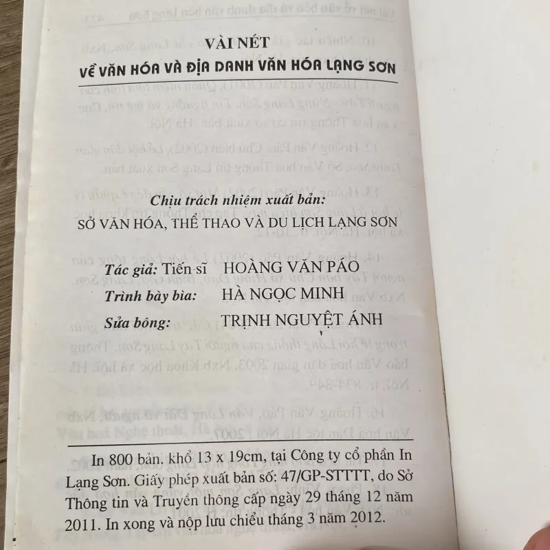 VÀI NÉT VỀ VĂN HÓA VÀ ĐỊA DANH VĂN HÓA LẠNG SƠN (XB 2012) 1009768