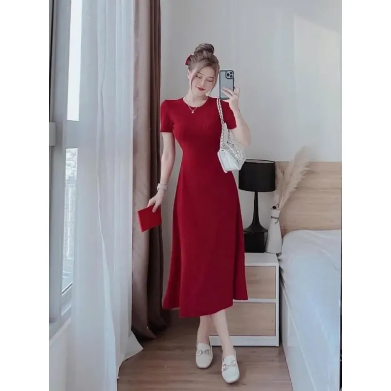 Đầm body đỏ khoét eo 990559