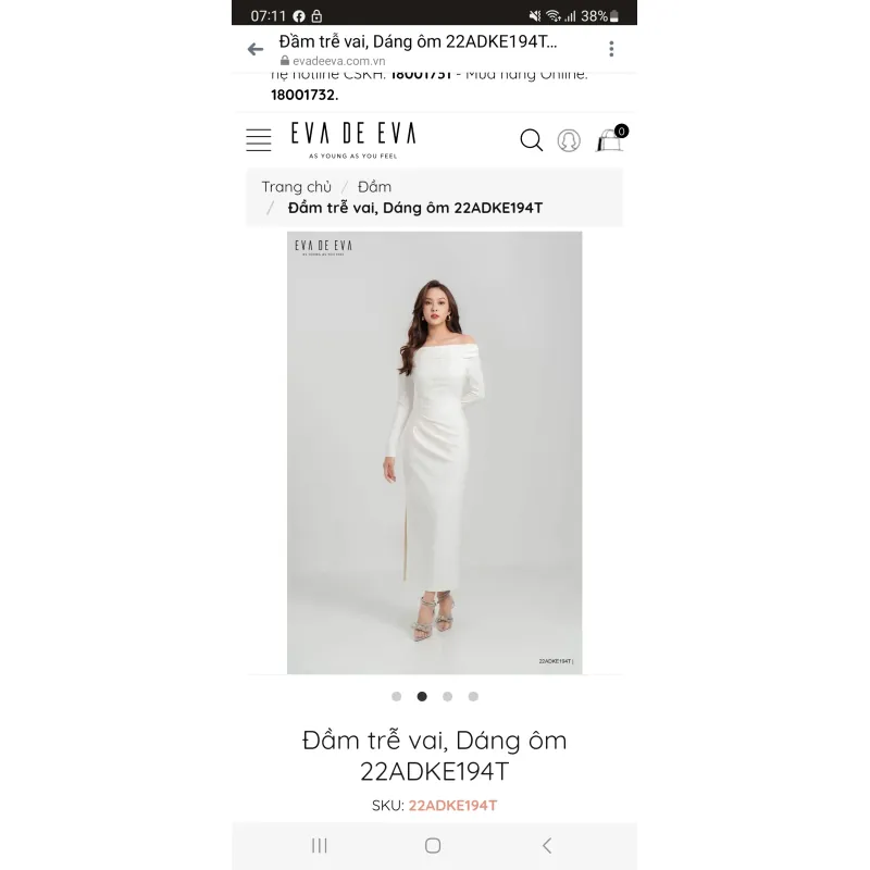 Đầm trễ vai, Dáng ôm 22ADKE194T 936964