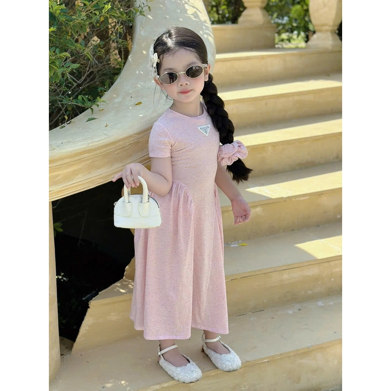 VÁY ĐÔI / COUPLE MẸ VÀ BÉ GÁI váy đầm maxi thun cột nơ phía sau kèm chun cột tóc 474127
